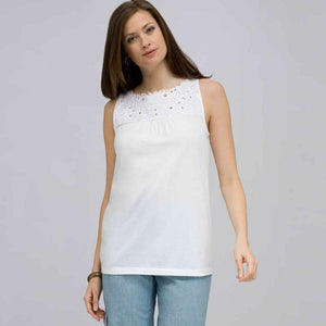 Embroidered Boat Neck Top.-Green-0