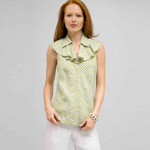 Load image into Gallery viewer, Ruffle Front Sleeveless Blouse.-Green-0