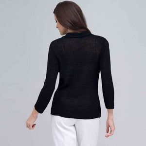 3/4 Sleeve Notch Cardigan.-Green-1