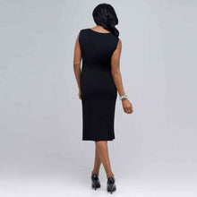 Load image into Gallery viewer, Boat Neck Sleeveless Sheath Dress.-Green-1