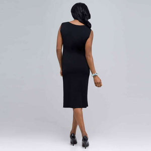 Boat Neck Sleeveless Sheath Dress.-Green-1