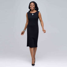Load image into Gallery viewer, Boat Neck Sleeveless Sheath Dress.-Green-0