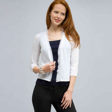 Load image into Gallery viewer, Woven Trimmed Cardigan.-White-0