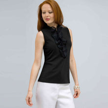 Load image into Gallery viewer, Zip Front Tank with Ruffles Blouse.-Green-0