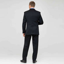 Load image into Gallery viewer, Black Flat Front Wool Suit-Green-1