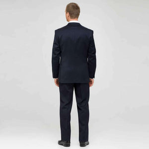 Navy Single Pleat Wool Suit-Green-1