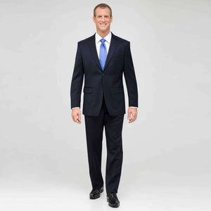 Navy Single Pleat Wool Suit-Green-0