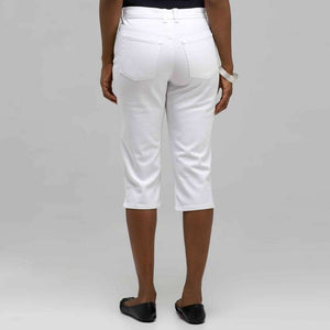 Classic Denim Straight Leg Capri-White-1