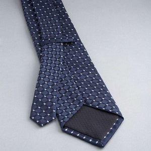 Checked Silk Tie-White-1