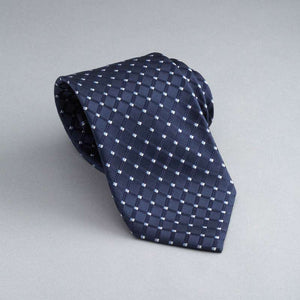 Checked Silk Tie-White-0